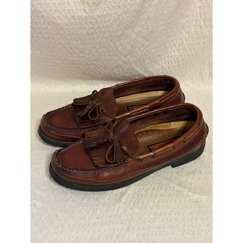 Sperry Top-Sider Lakewood Kiltie Tassle Boat Shoes Loafers Brown Leather Mens 10